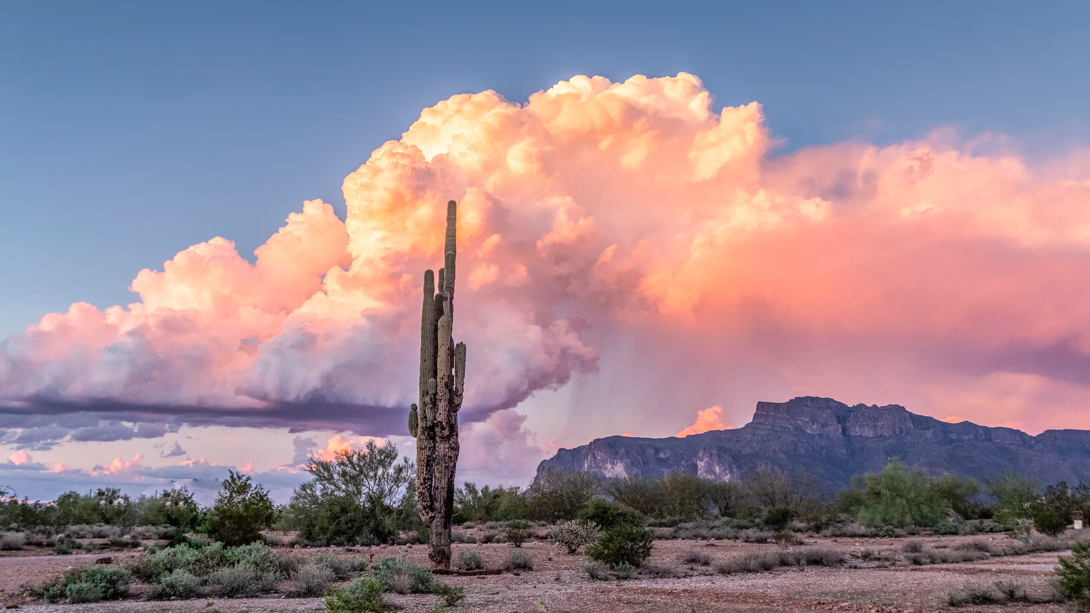 Superstition Mountain Arizona, lightning, a fine art photograph by Michael Joseph Baca