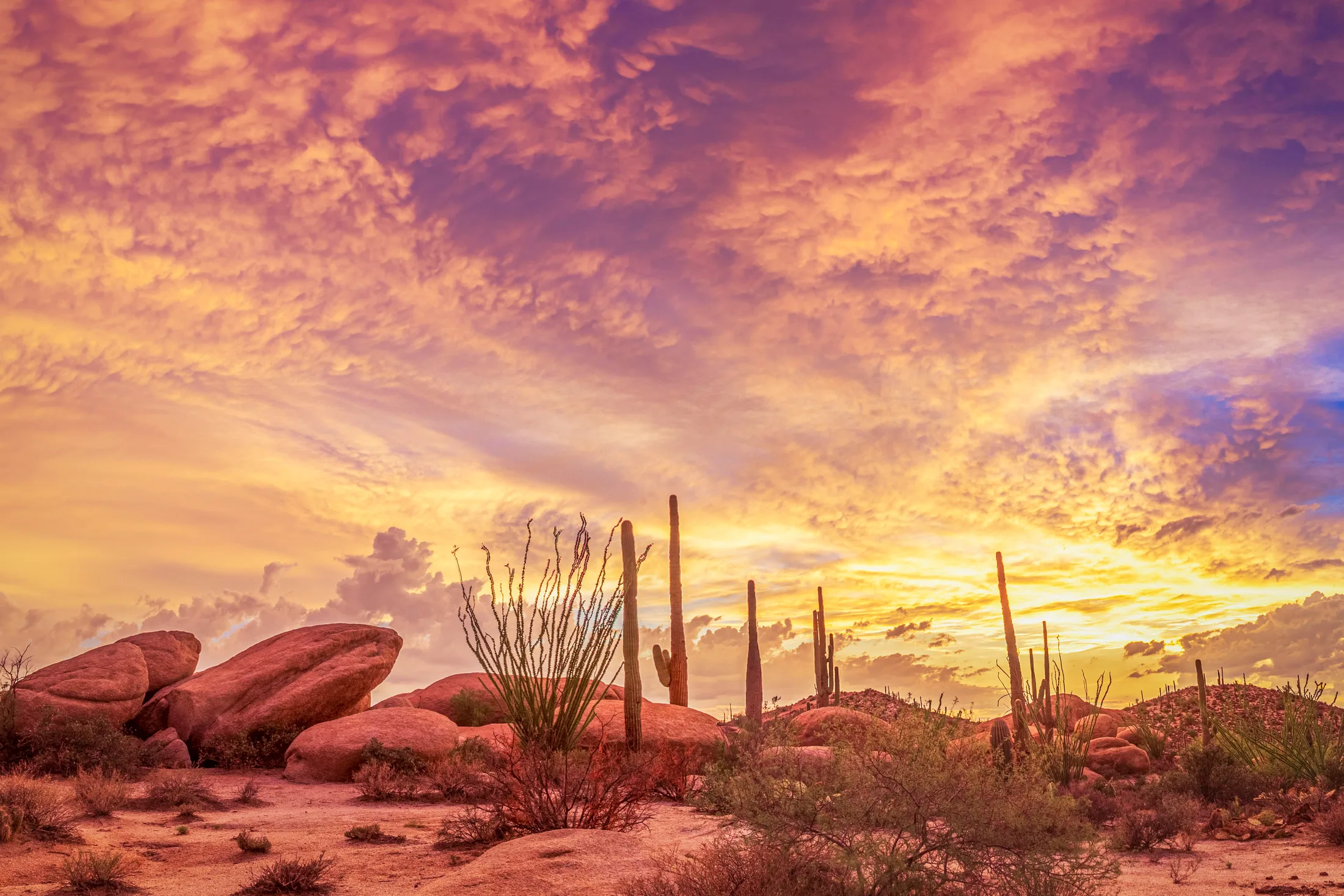 The Boulders Florence AZ, sunset and sunrise, a fine art photograph by Michael Joseph Baca
