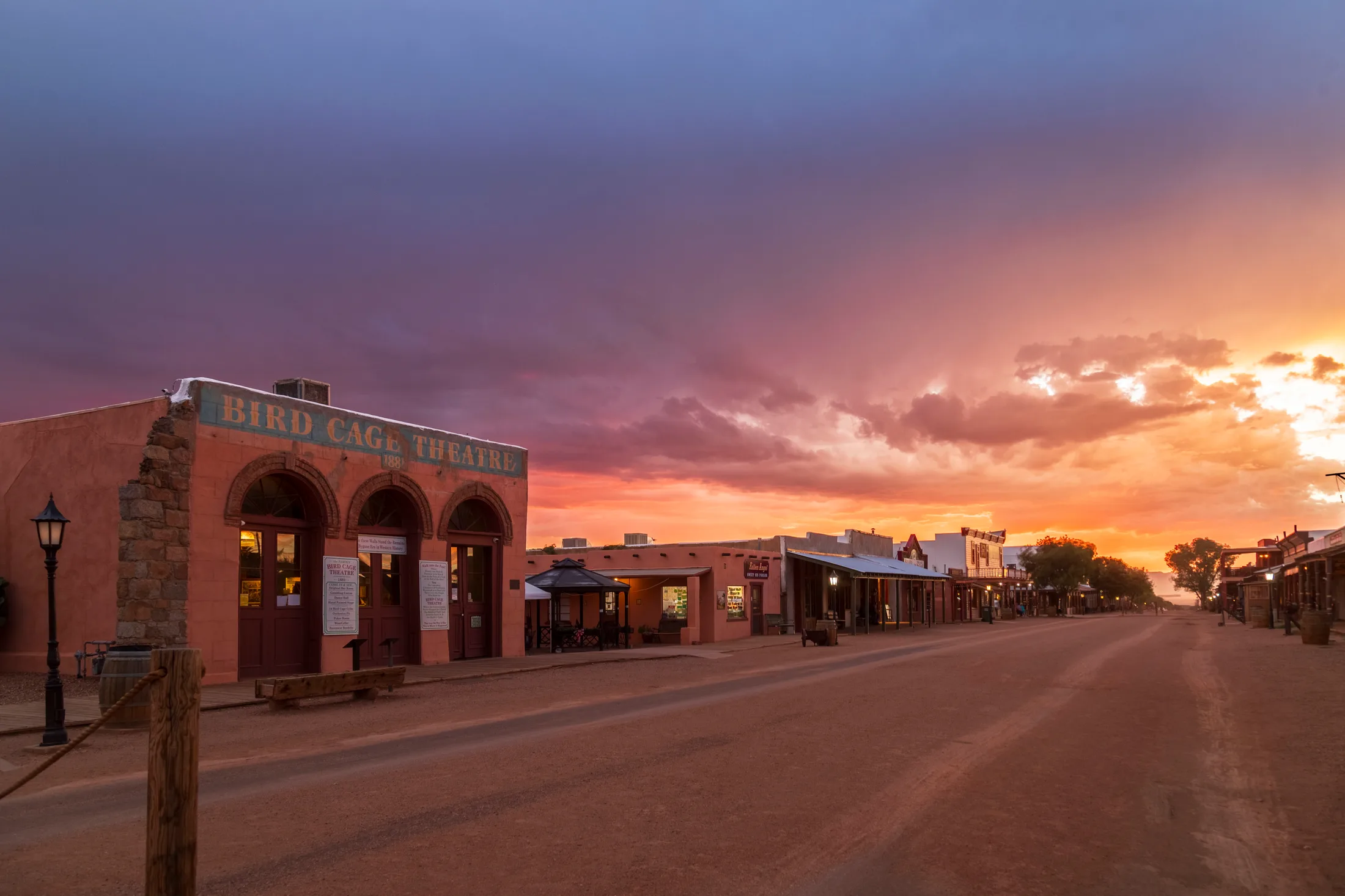 Tombstone AZ, sunset and sunrise, a fine art photograph by Michael Joseph Baca, Casa de Baca Studios, Florence, Arizona